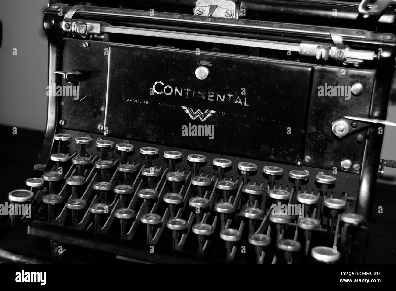 Old vintage 1938 german build Continental Typewriter. Stock Photo