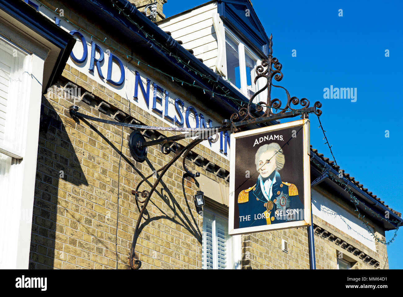 Pub sign - Lord Nelson - in Southwold, Suffolk, England UK Stock Photo