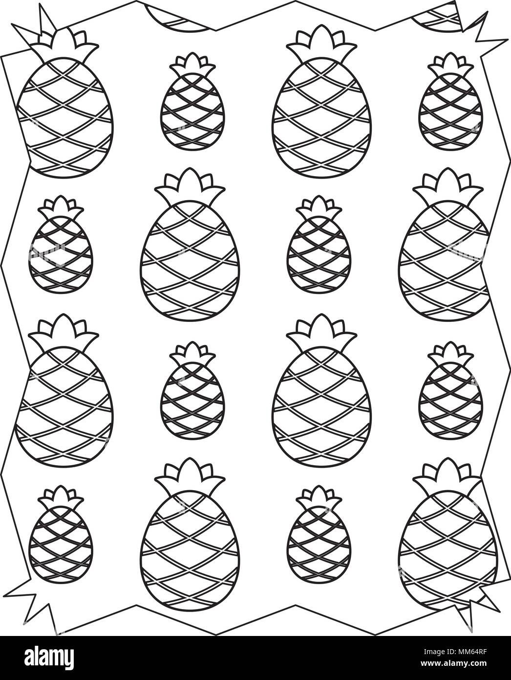 abstract frame with pineapples pattern over white background, vector illustration Stock Vector