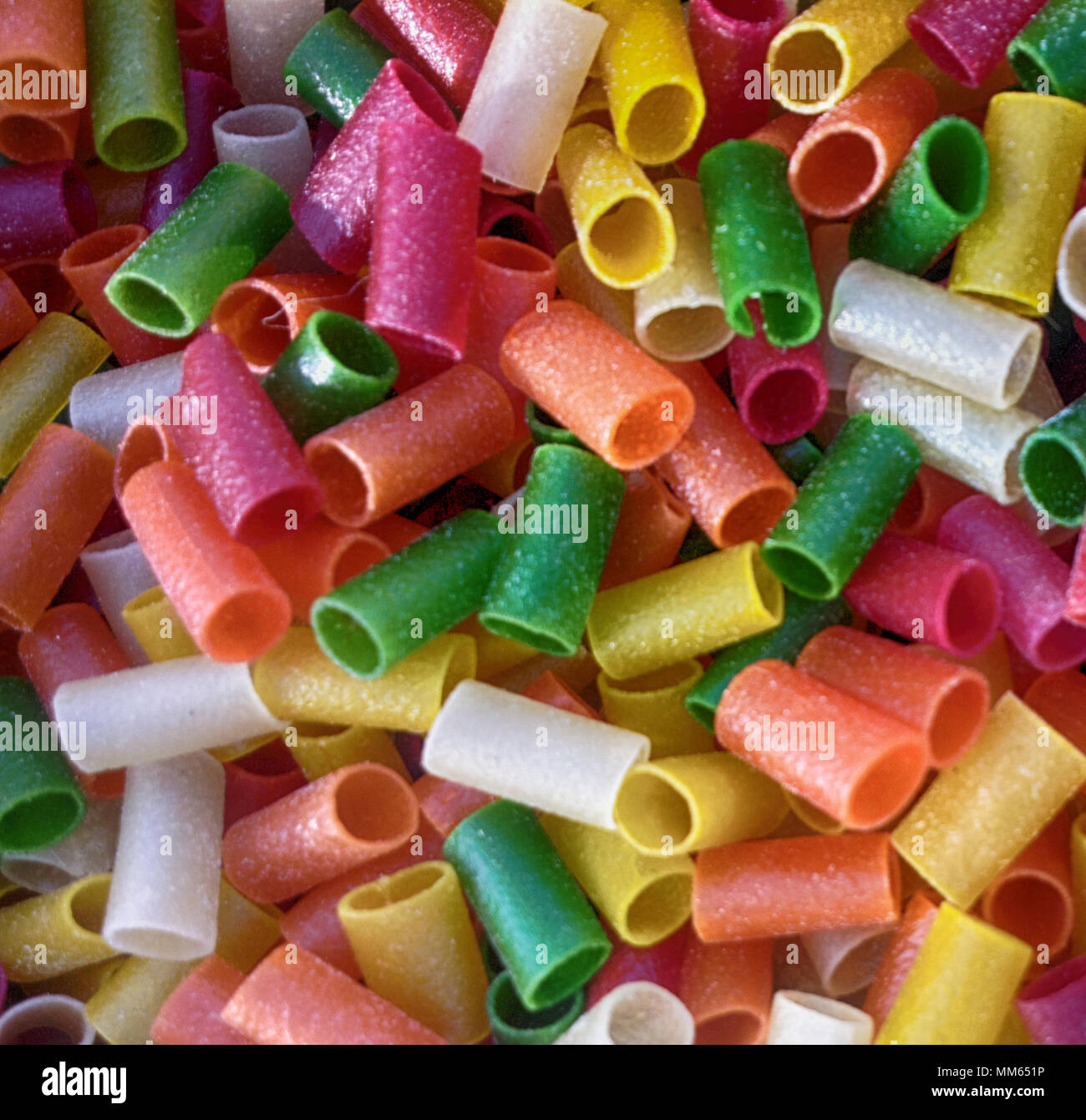 Sliced fragments of colored plastic tubes. For Handicrafts, coupling