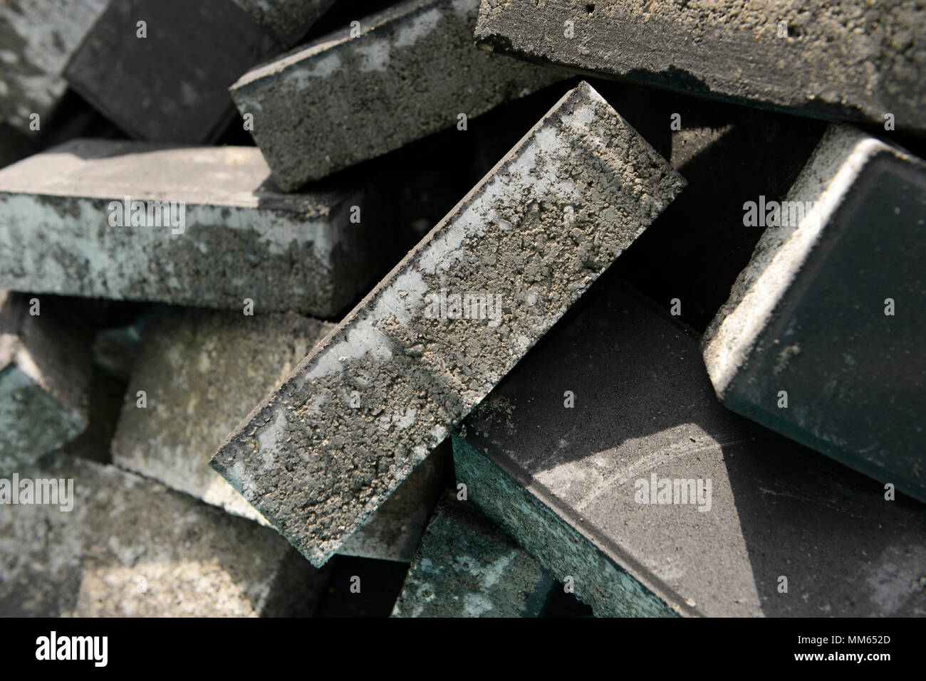 Paving bricks in a pile ready for laying in Chaoyang district, Beijing, China Stock Photo