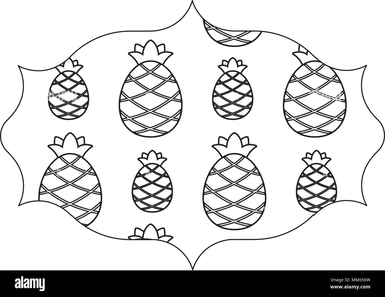 arabic frame with pineapples pattern over white background, vector illustration Stock Vector