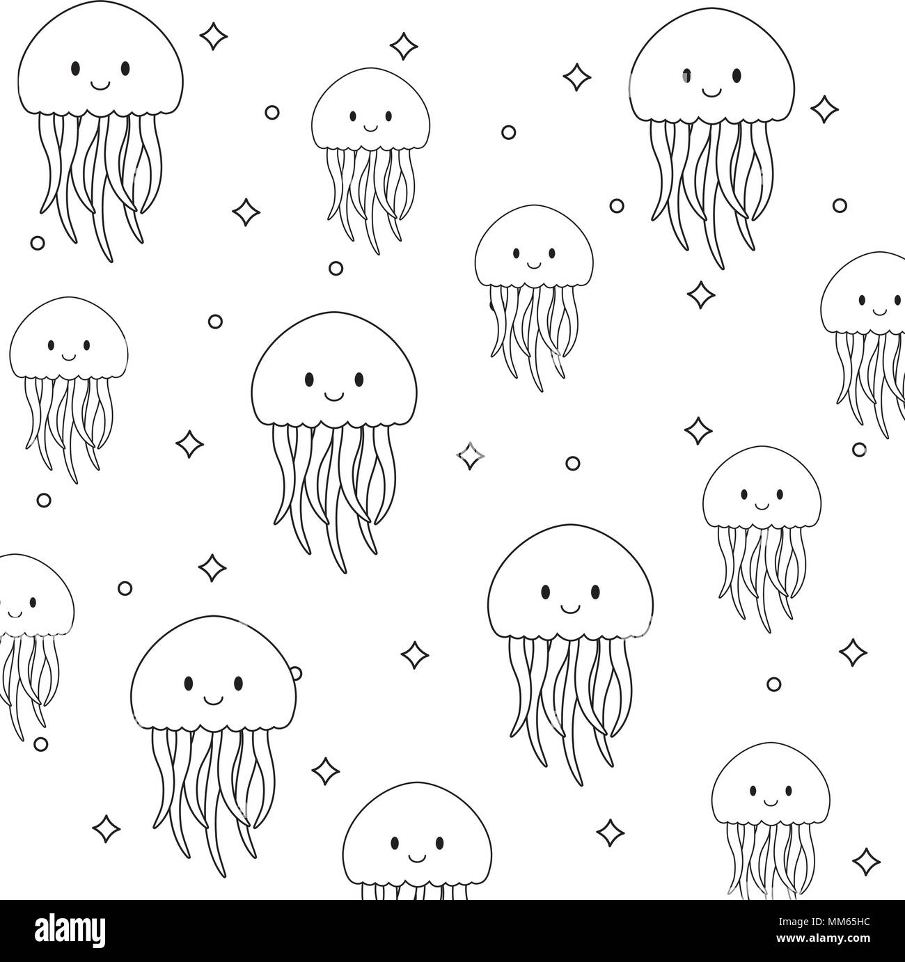 cute jellyfish background, vector illustration Stock Vector Image & Art