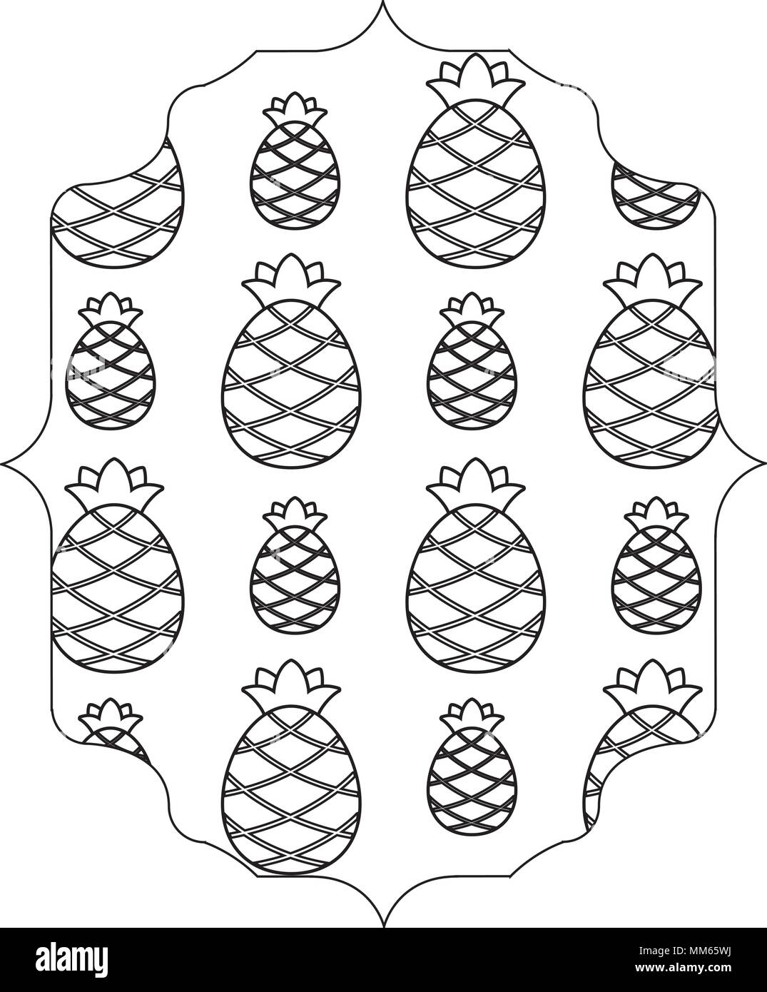 arabic frame with pineapples pattern over white background, vector illustration Stock Vector