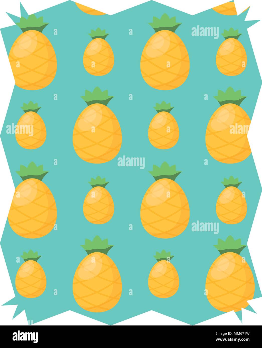 abstract frame with pineapples pattern over white background, vector illustration Stock Vector