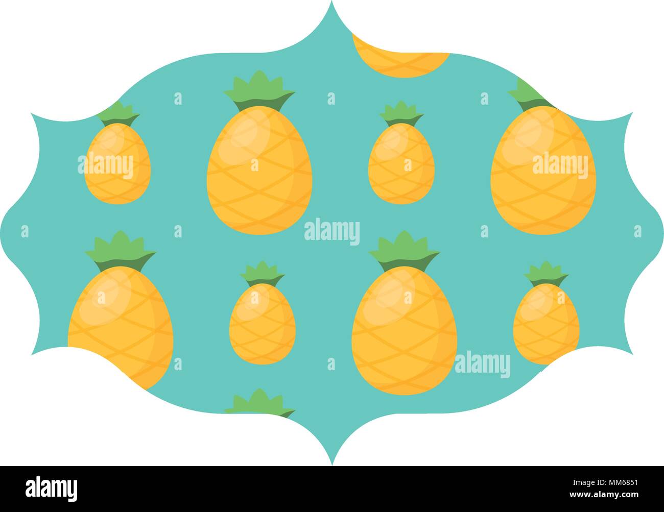 arabic frame with pineapples pattern over white background, vector illustration Stock Vector