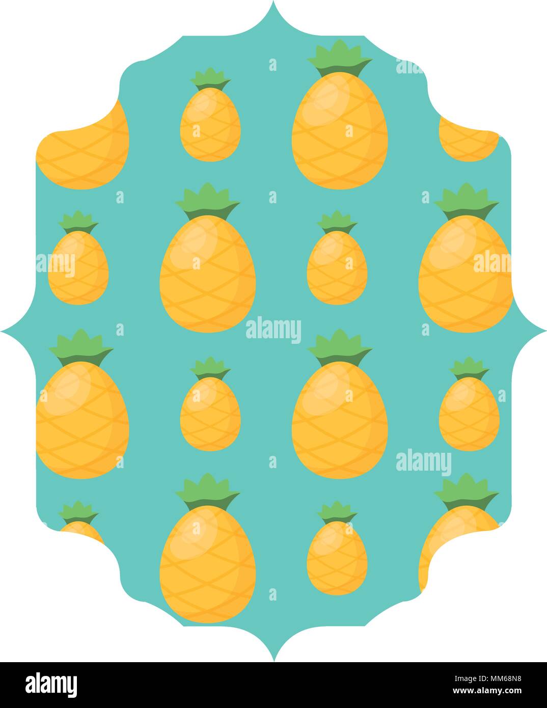arabic frame with pineapples pattern over white background, vector illustration Stock Vector