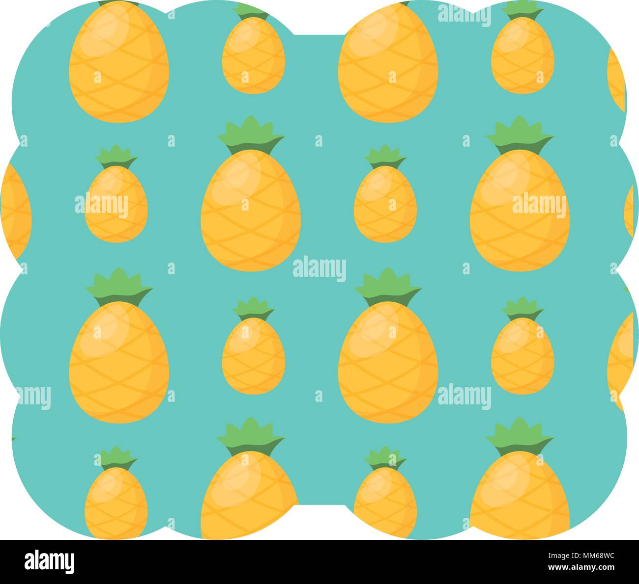 decorative frame with pineapples pattern over white background, vector illustration Stock Vector