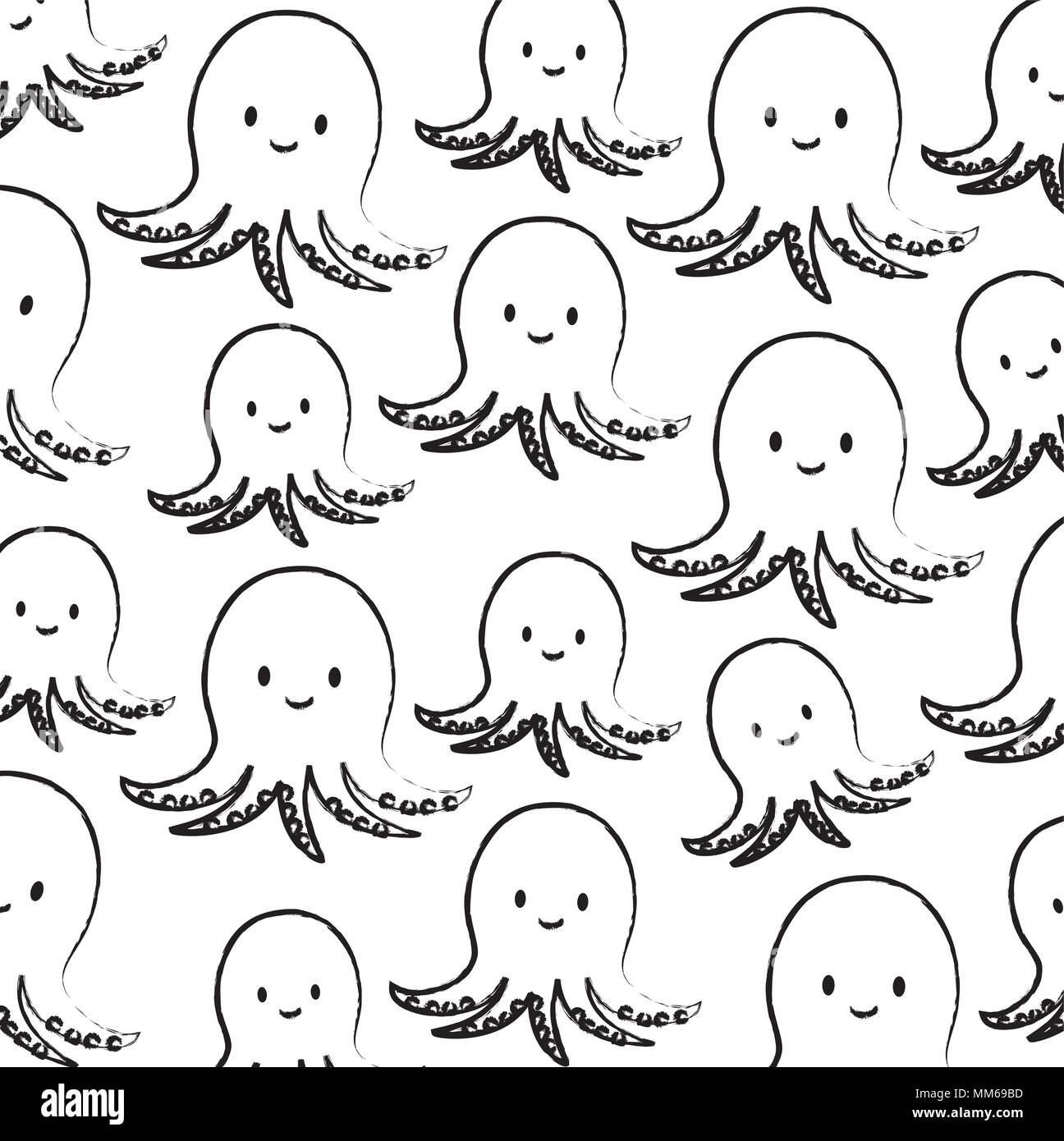 background of cute octopus pattern, sketch design. vector illustration ...