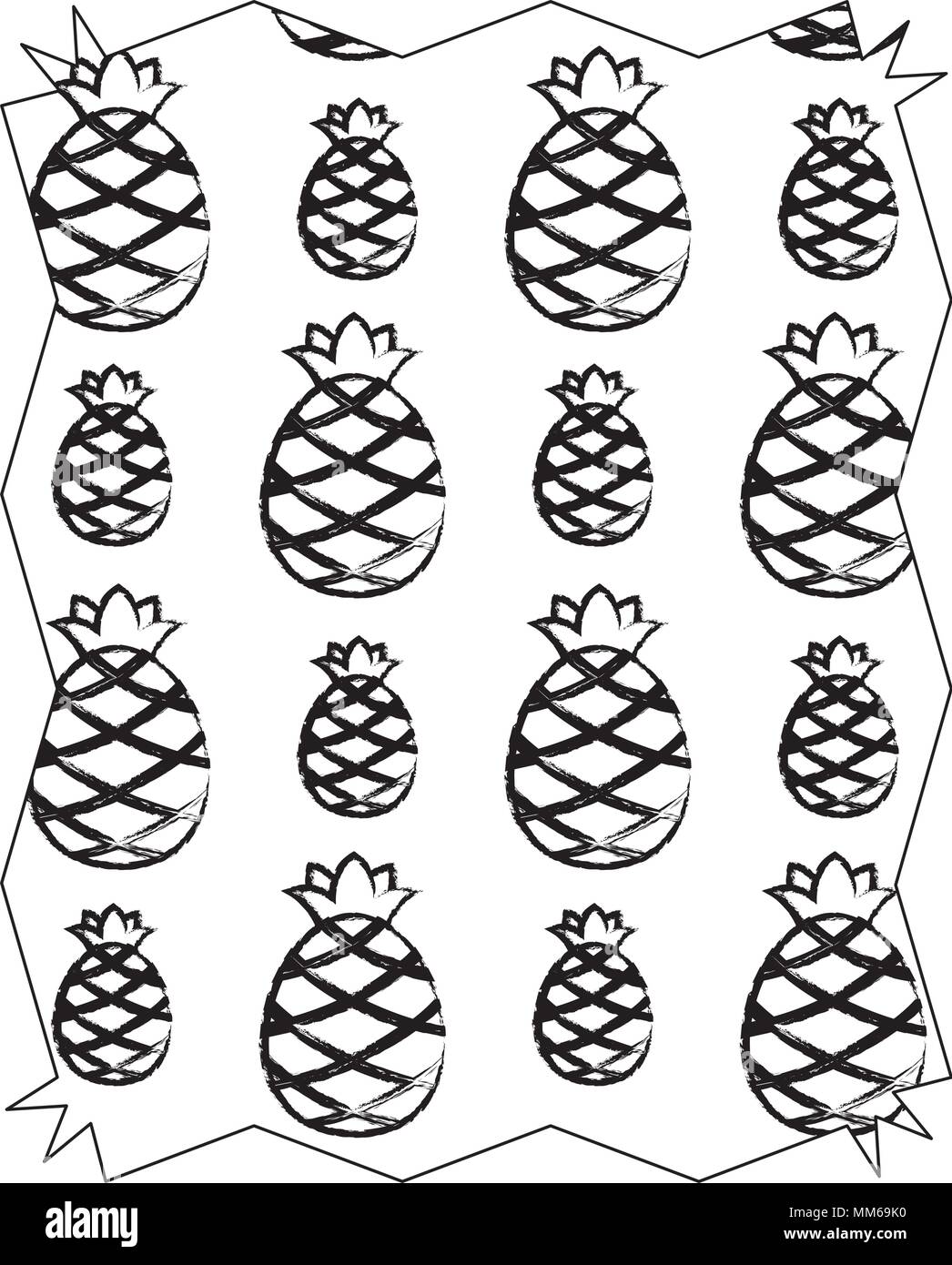 abstract frame with pineapples pattern over white background, vector illustration Stock Vector