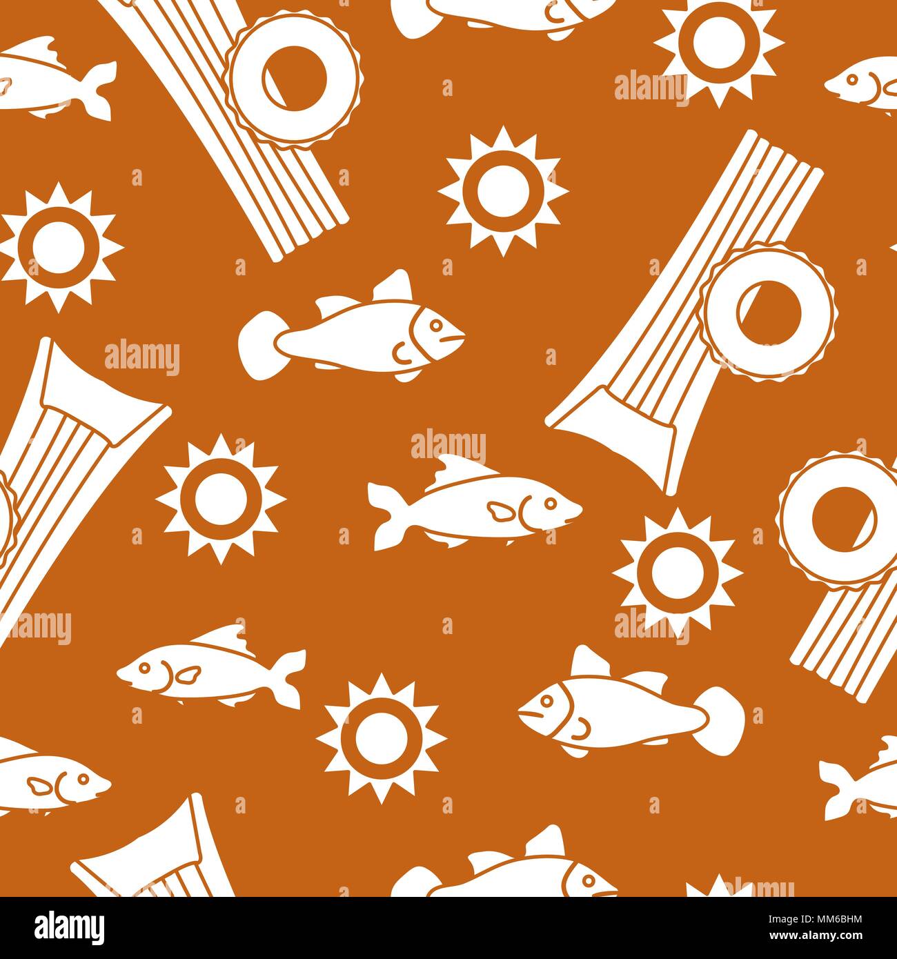 Seamless pattern with inflatable mattress, inflatable circle. Summer leisure. Stock Vector