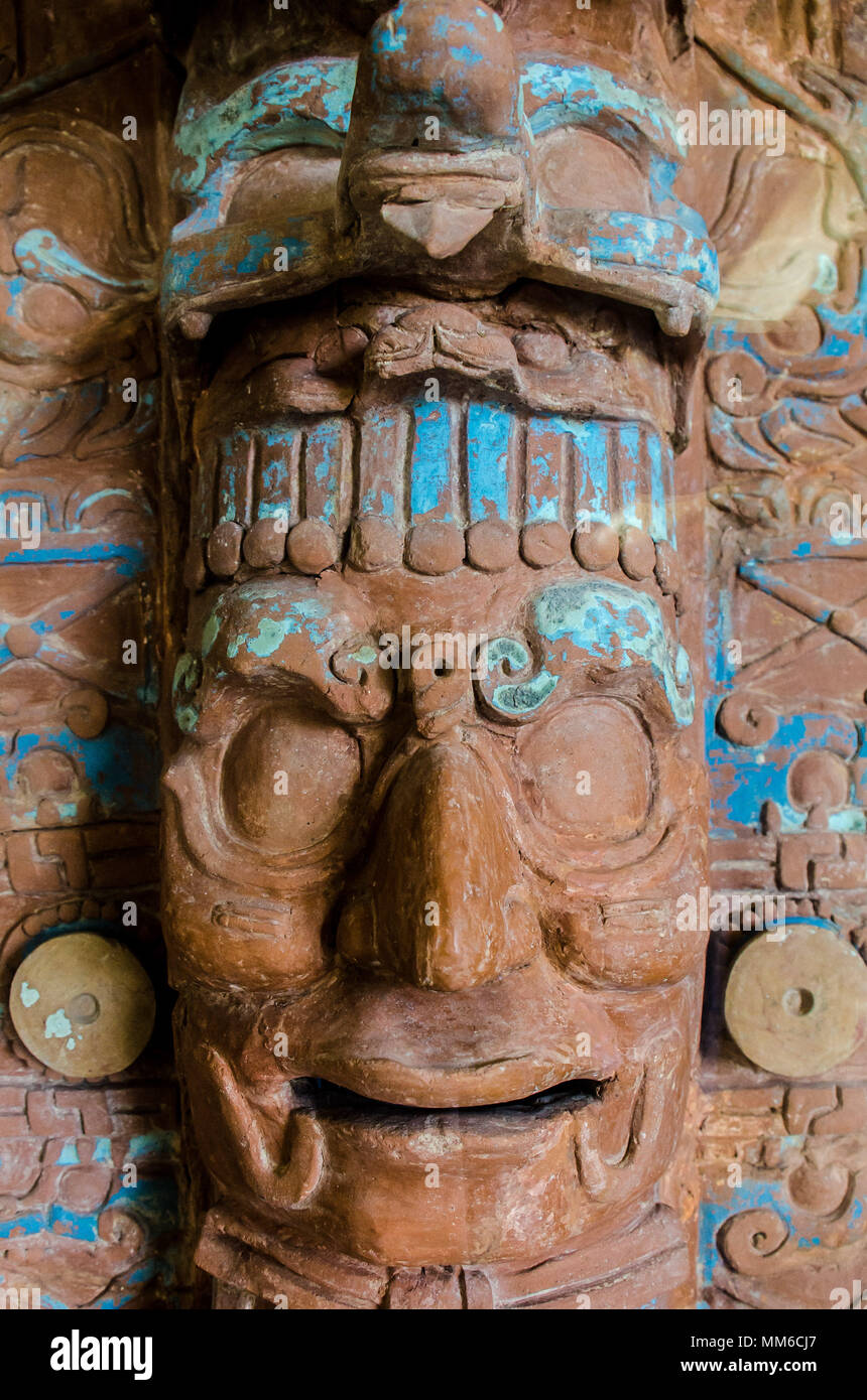 Ancient Mayan Mask of Clay Stock Photo