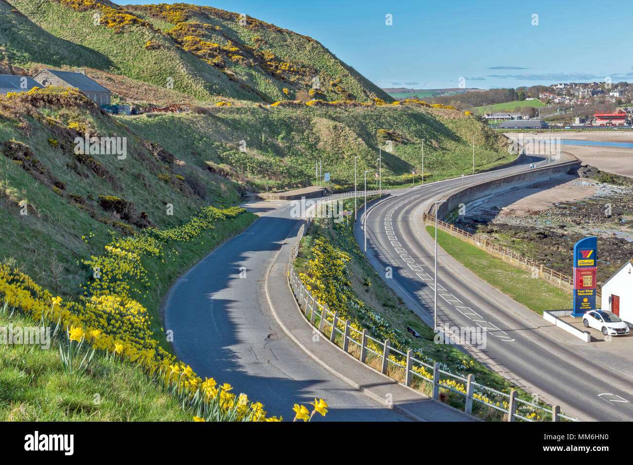 BANFF TOWN ABERDEENSHIRE SCOTLAND ROADS LEADING TO THE BURGH LINED WITH
