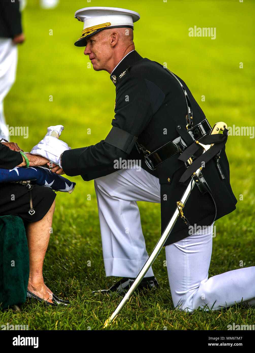 Military Rites Marine Barracks Washington, D.C., commanding officer presents the ...