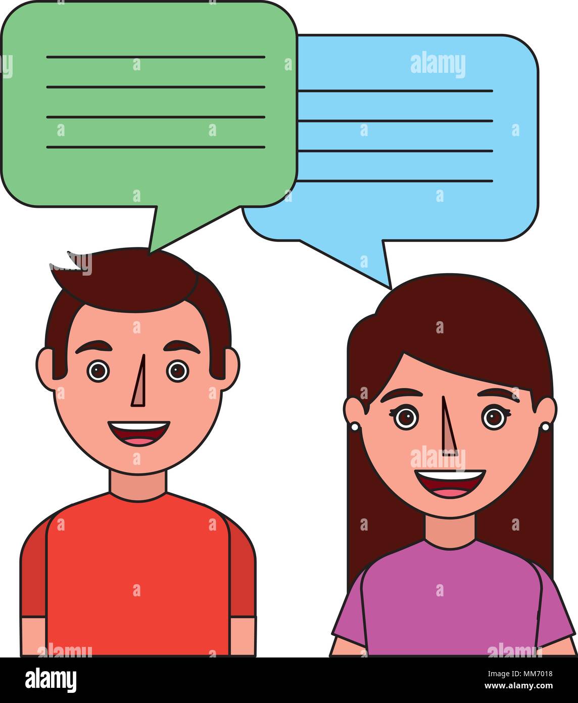 woman and man with dialog speech bubbles vector illustration Stock Vector