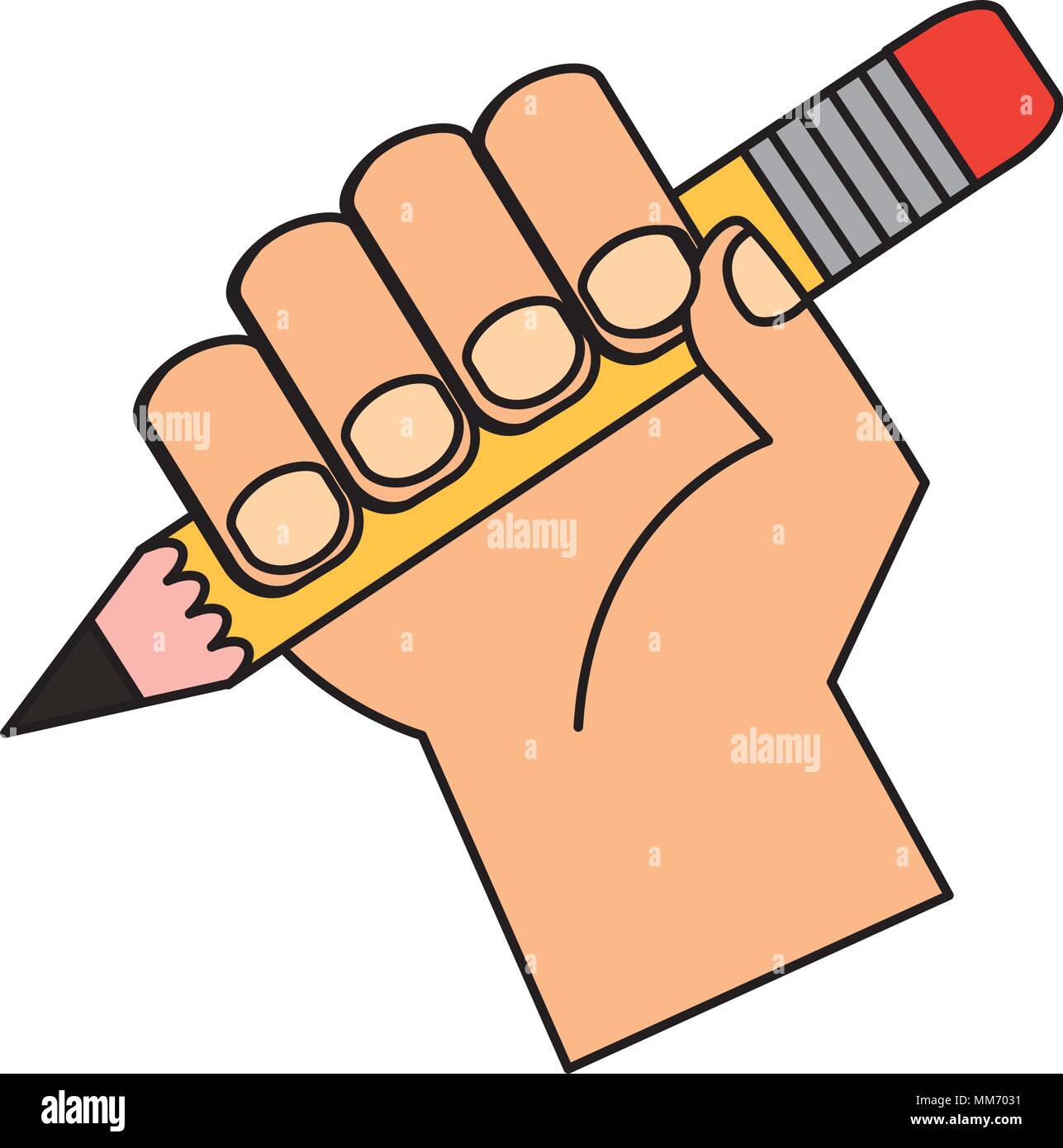 hand holding wooden pencil creativity vector illustration Stock Vector ...