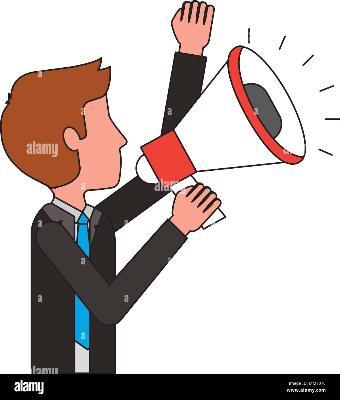 businessman holding megaphone marketing strategy vector illustration
