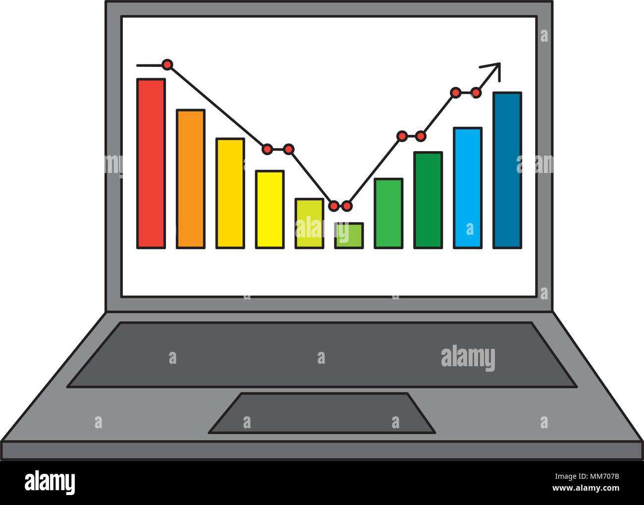 statistic bar graph business screen computer vector illustration Stock ...