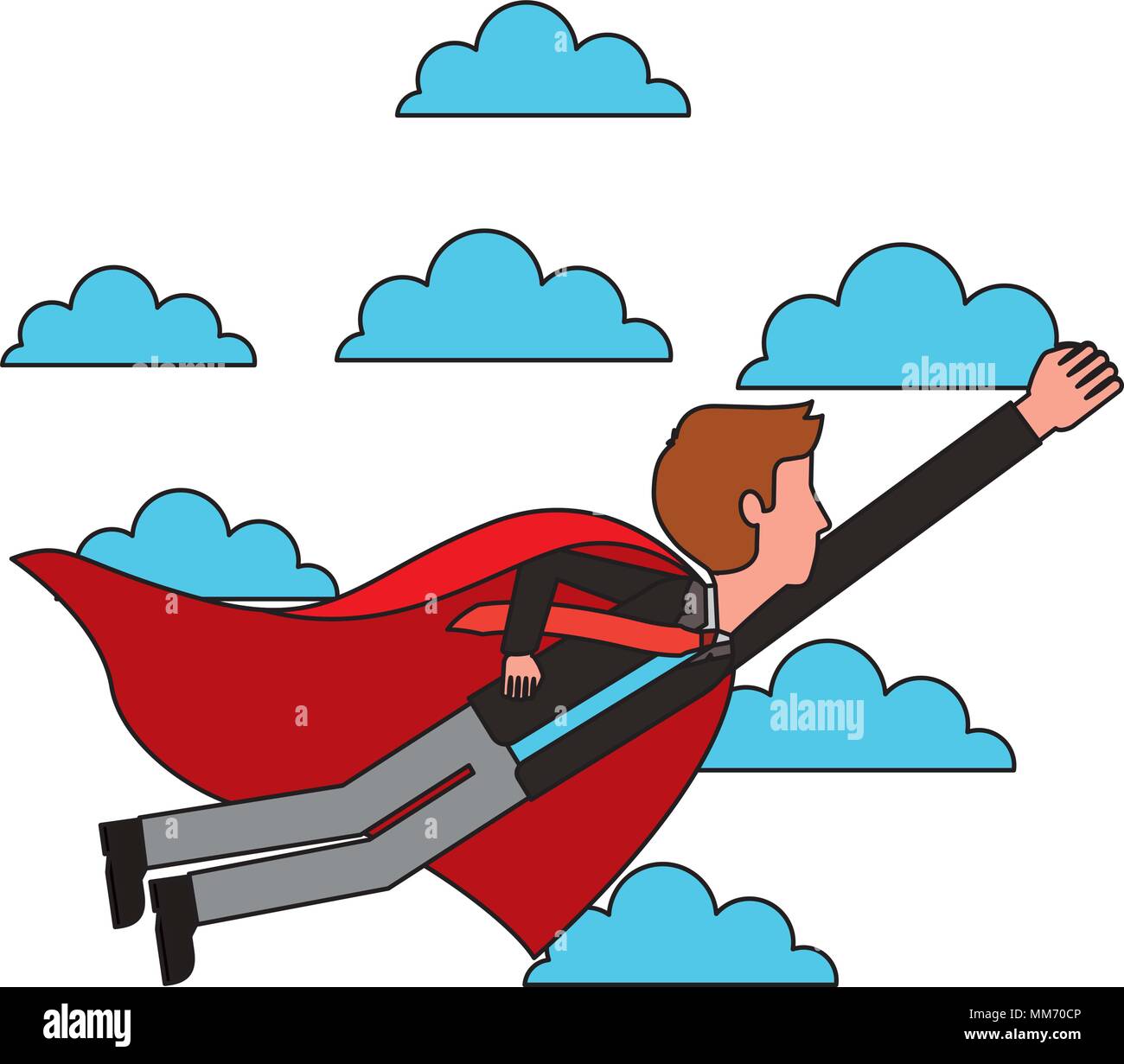superhero businessman flying with cape successful vector illustration ...