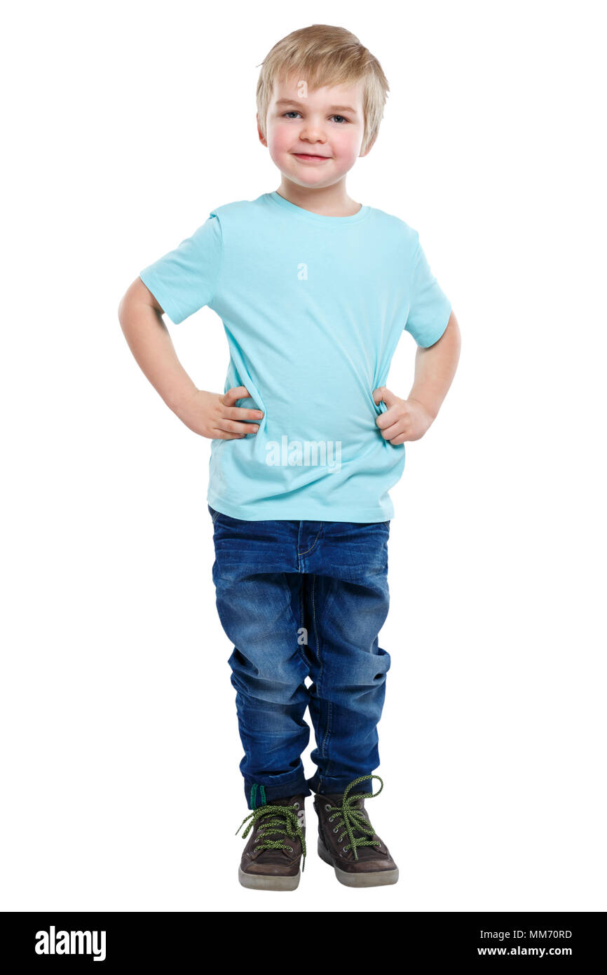 Child kid little boy blond hair full body portrait isolated on a