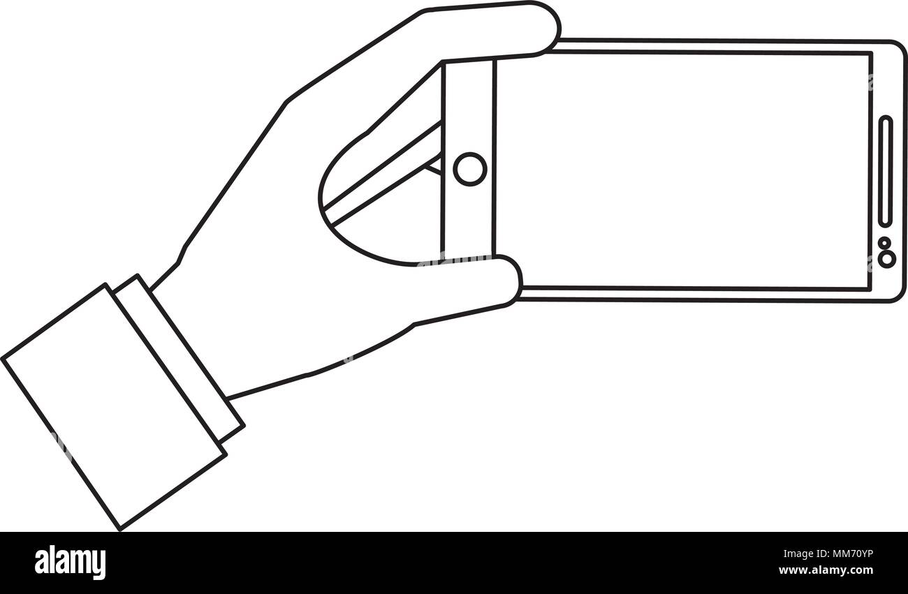 hand with smartphone device isolated icon vector illustration design ...