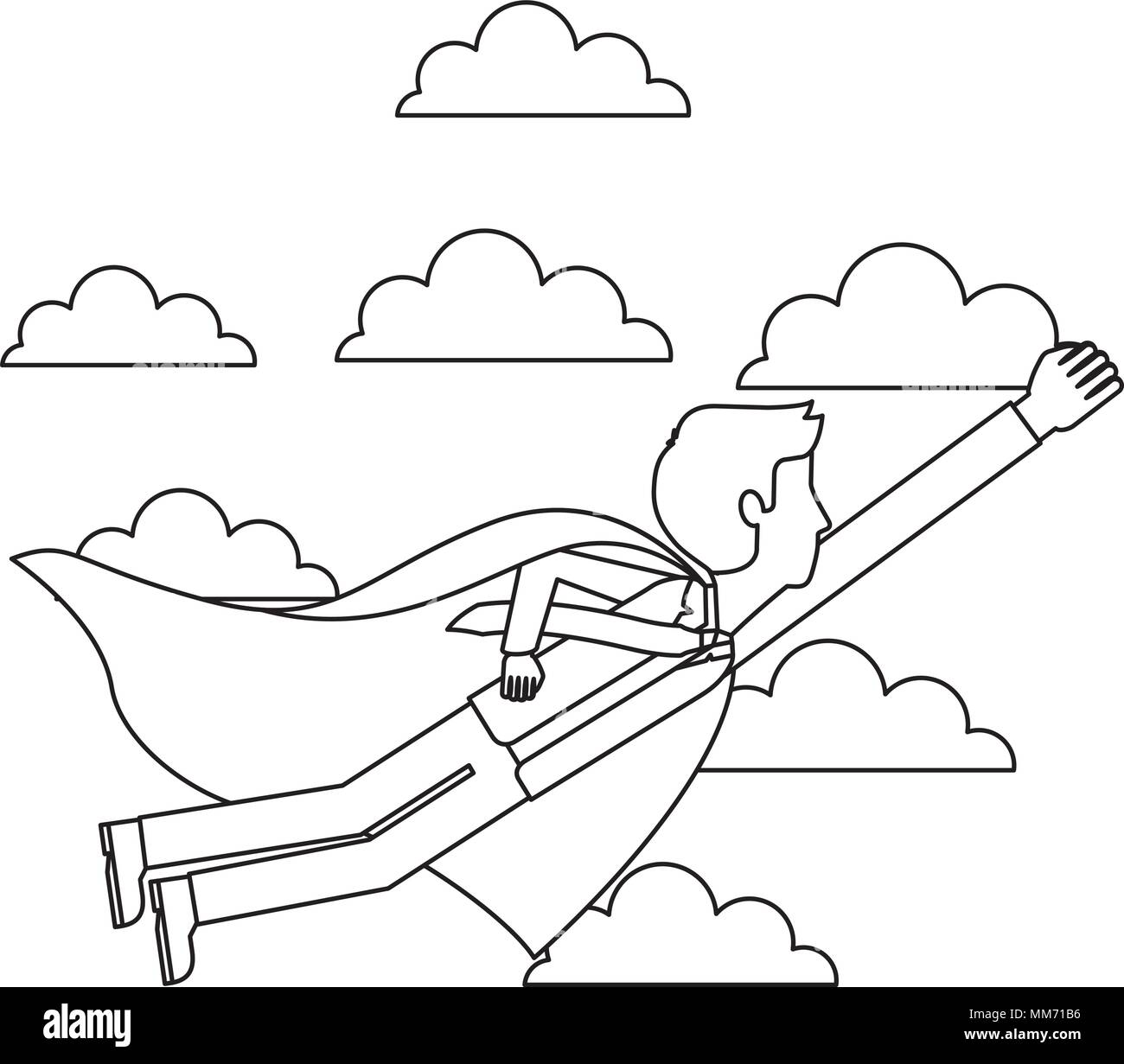 elegant businessman super hero flying vector illustration design Stock ...