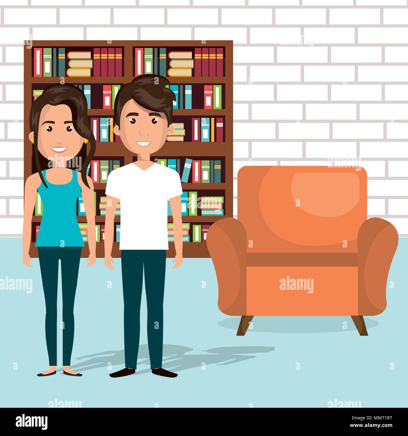 young couple in the library avatars characters Stock Vector Image & Art ...