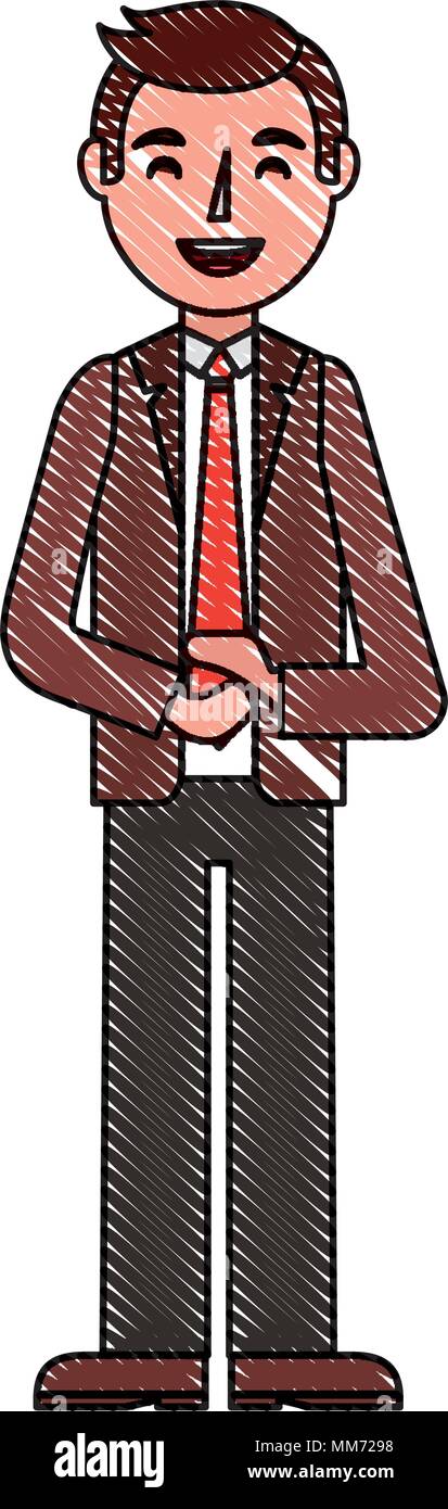 standing man character in formal clothes vector illustration drawing ...