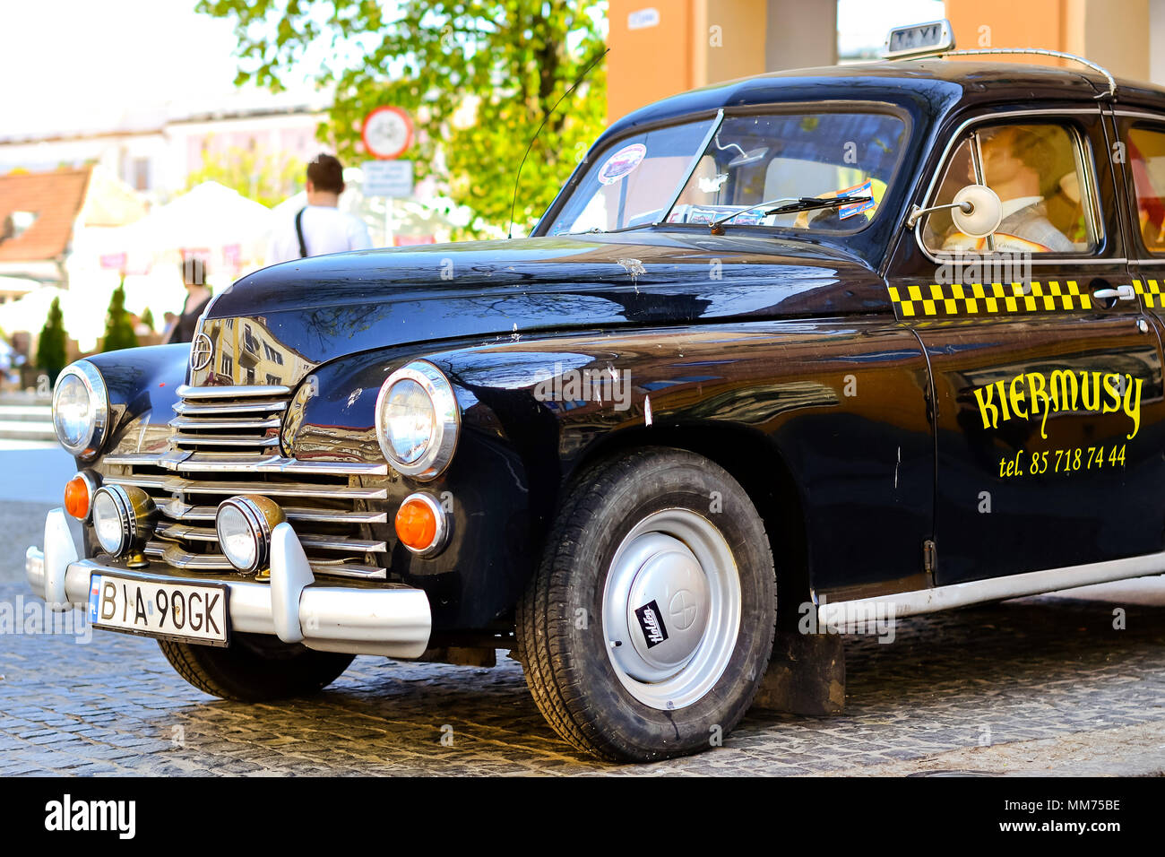 Bialystok, Poland April 30, 2012 Black retro car brand FSO, Polish