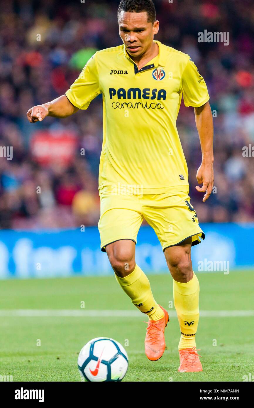 Spain 9th Of May Villarreal Cf Forward Carlos Bacca 9 During The Match Between Fc Barcelona Against Villarreal For The Round 34 Of The Liga Santander Played At Camp Nou Stadium