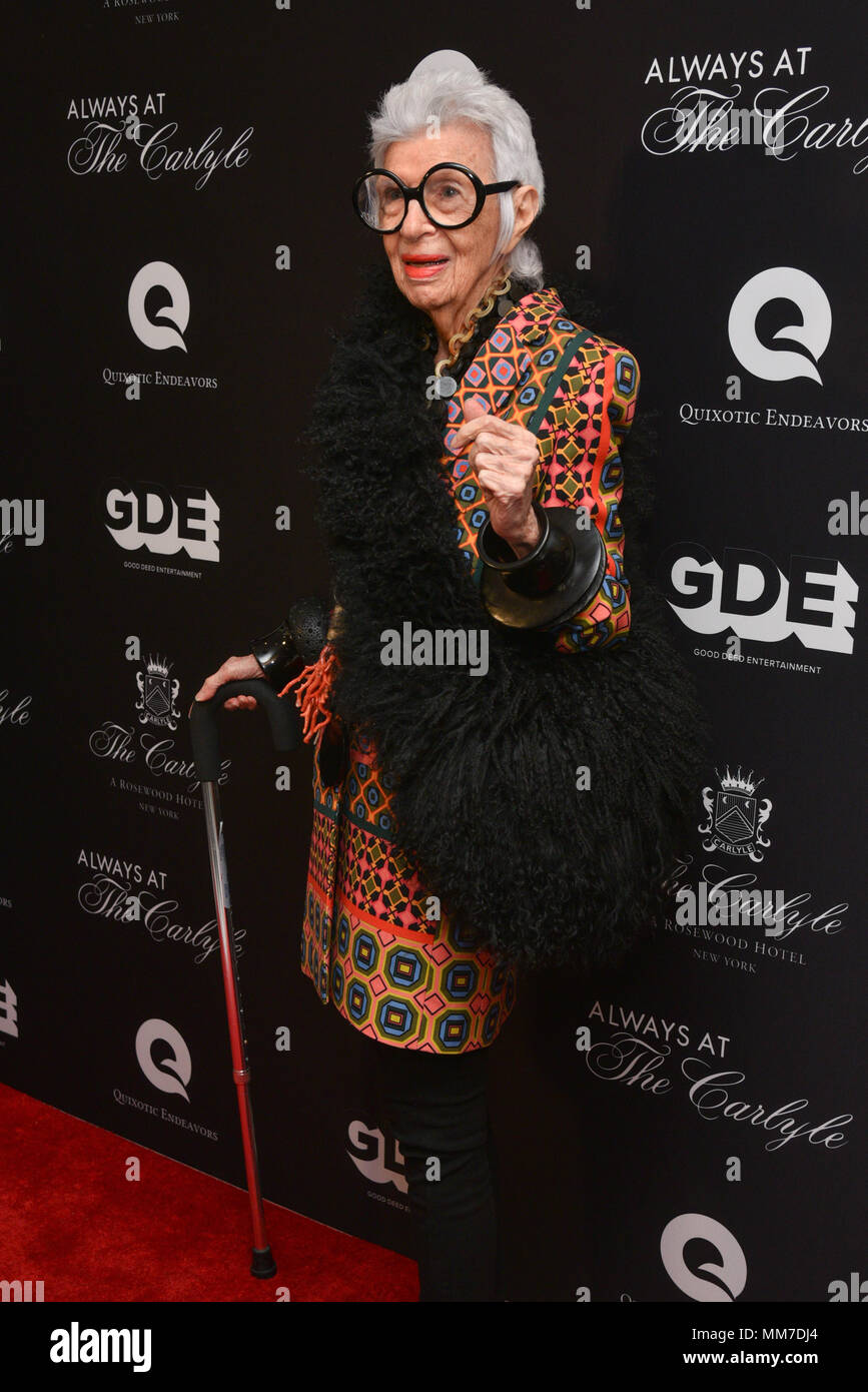 New York, USA. 8th May, 2018. Iris Apfel attends the Always At The Carlyle  Premiere on May 8, 2018 in New York City. Credit: Erik Pendzich/Alamy Live  News Stock Photo - Alamy