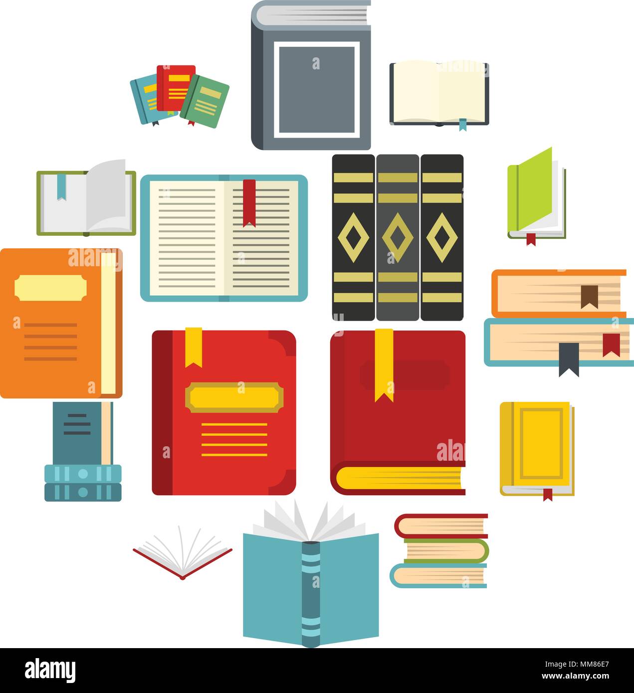 Books set flat icons Stock Vector Image & Art - Alamy
