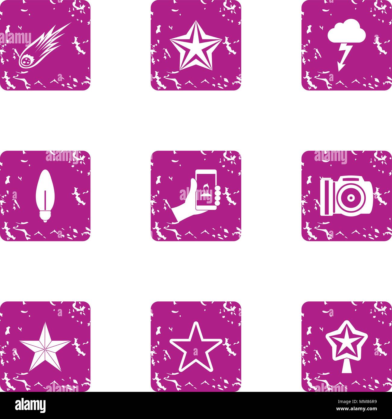 Flash icons set, grunge style Stock Vector