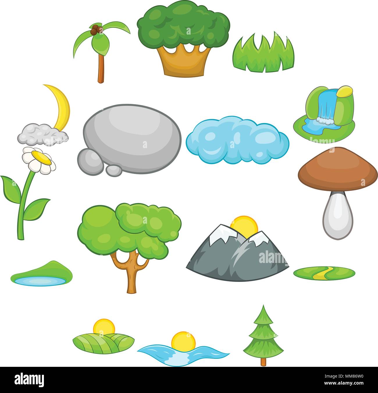 Landscape icons set, cartoon style Stock Vector Image & Art - Alamy