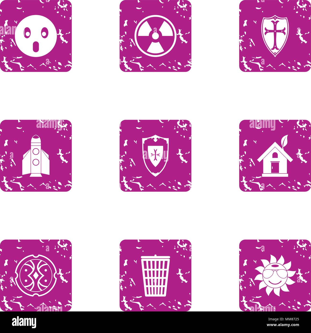 Eco defend icons set, grunge style Stock Vector
