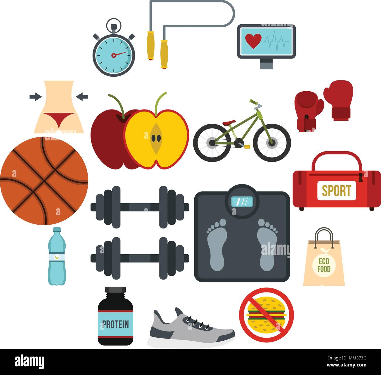 Healthy life set flat icons Stock Vector Image & Art - Alamy