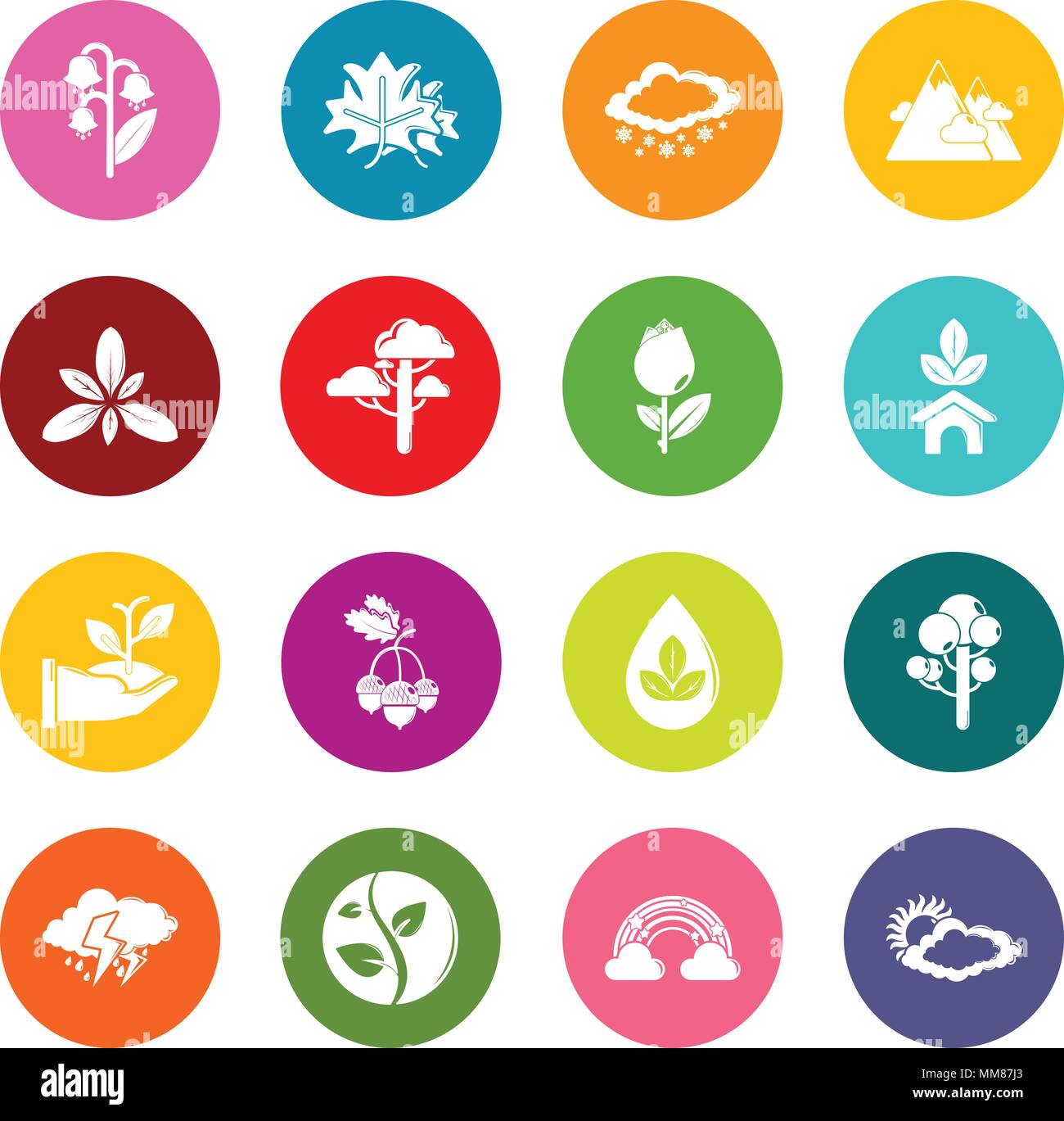 Nature icons set colorful circles vector Stock Vector Image & Art - Alamy
