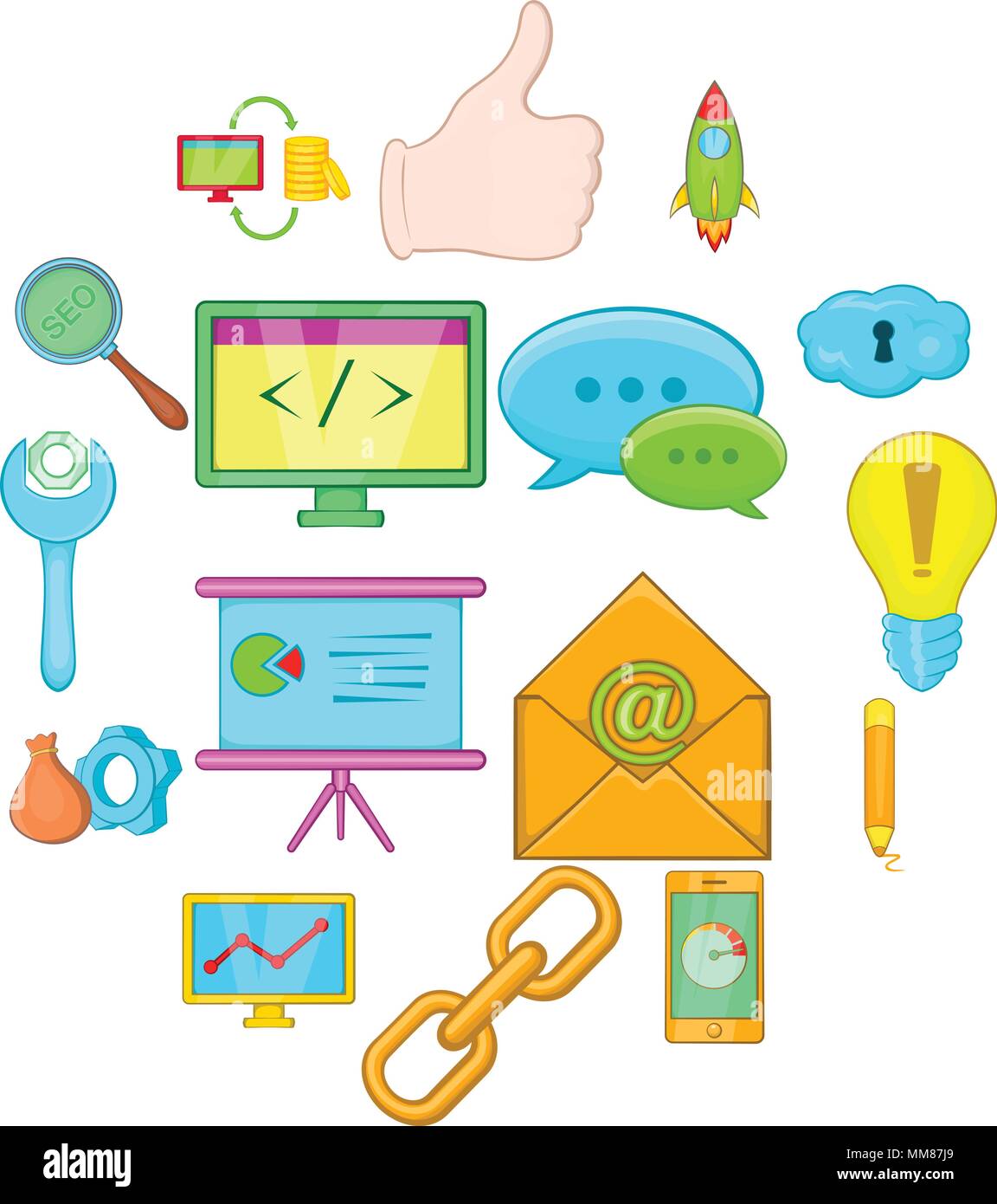 Seo icons set, cartoon style Stock Vector Image & Art - Alamy