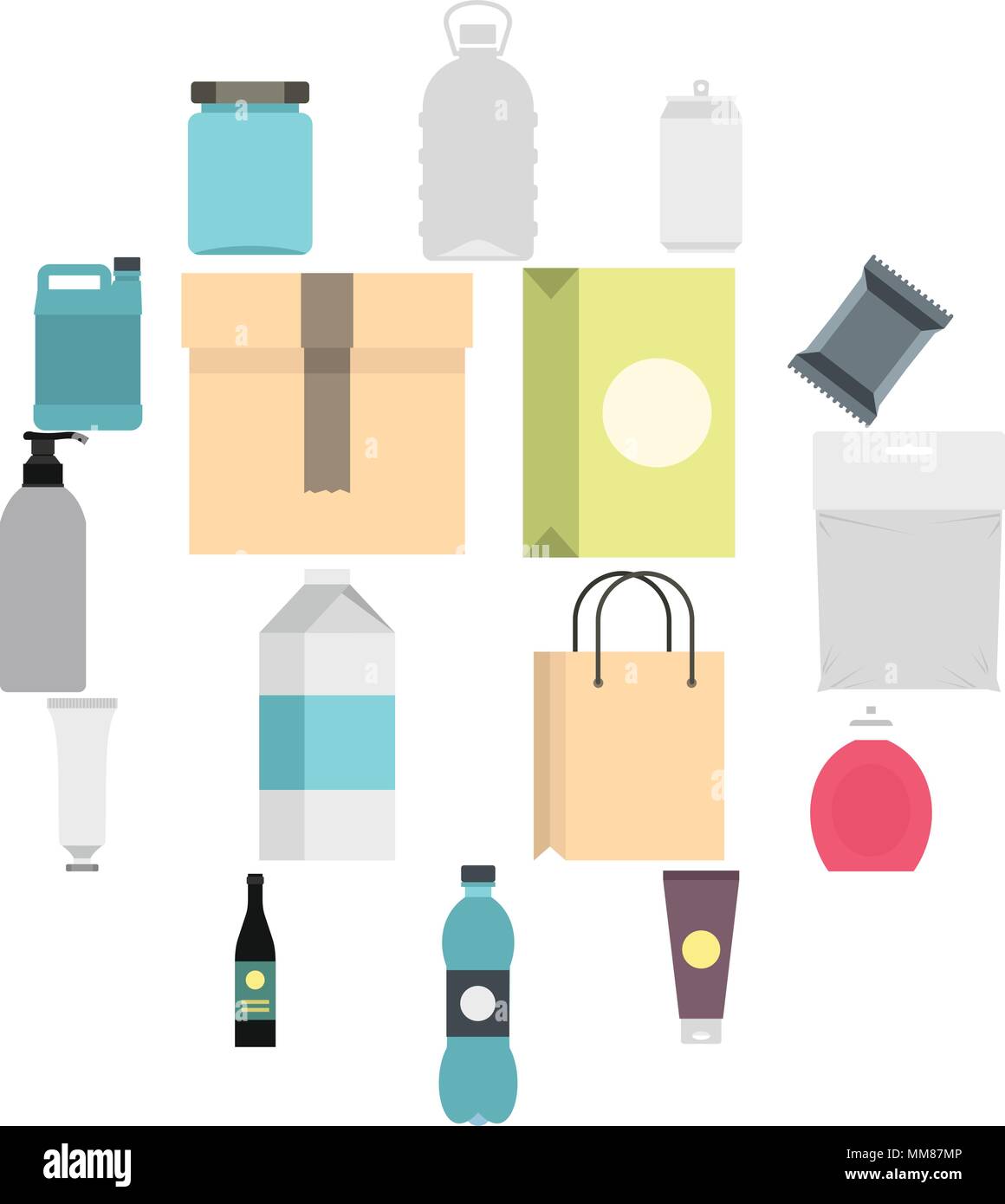 Packaging items set flat icons Stock Vector Image & Art - Alamy