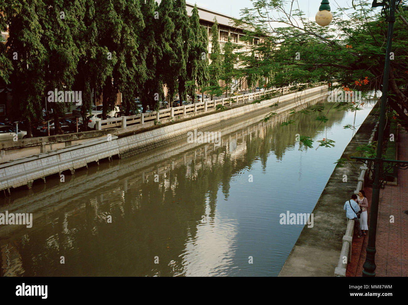 Canal scene in Bangkok in Thailand in Southeast Asia Far East. Canals City Travel Stock Photo