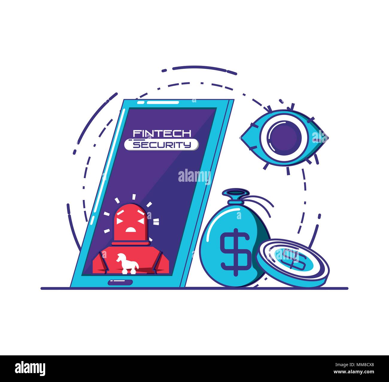 smartphone with financial technology security vector illustration design Stock Vector