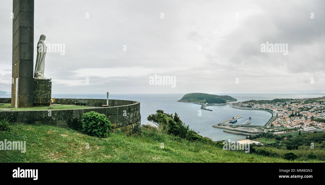 A panoramic view from the Nossa Senhora da Conceição viewpoint at Faial island, Azores. Stock Photo