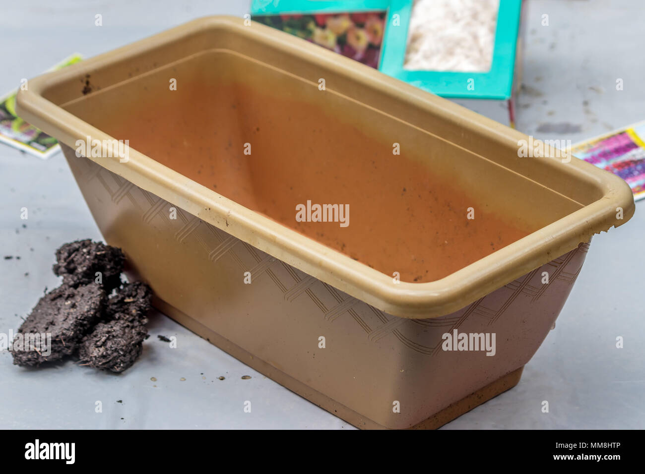 long empty planter pot Stock Photo Alamy