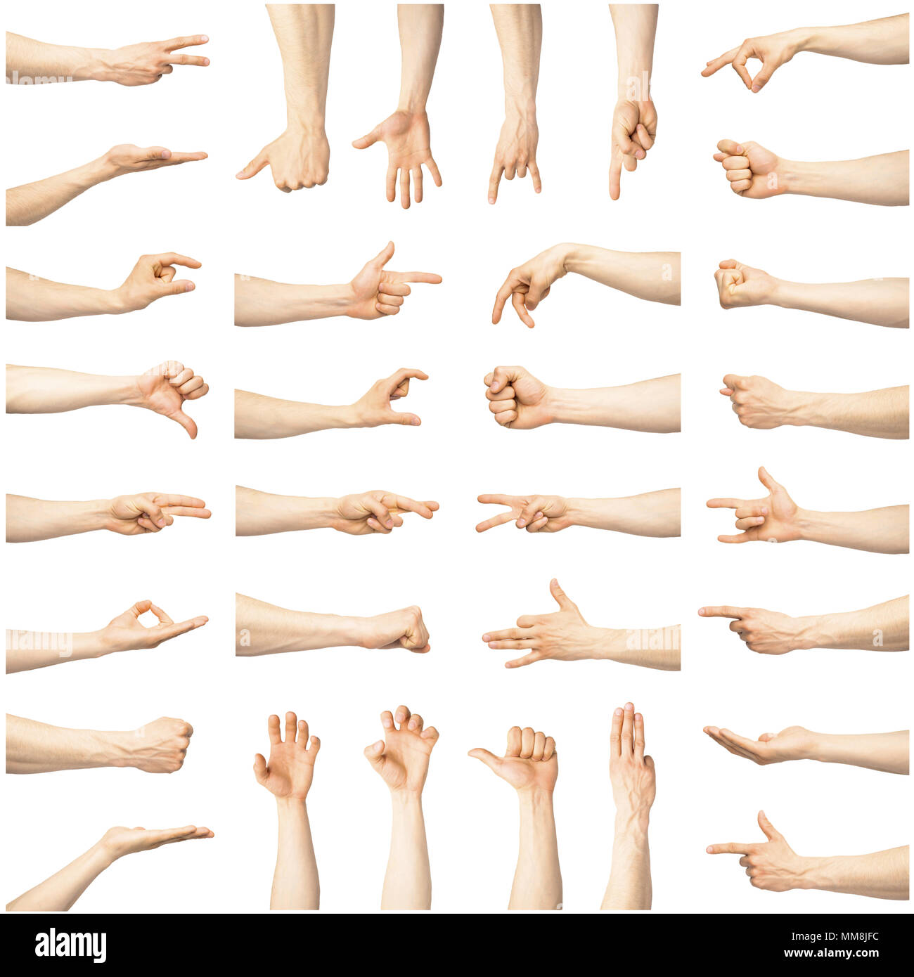 Multiple male caucasian hand gestures Stock Photo
