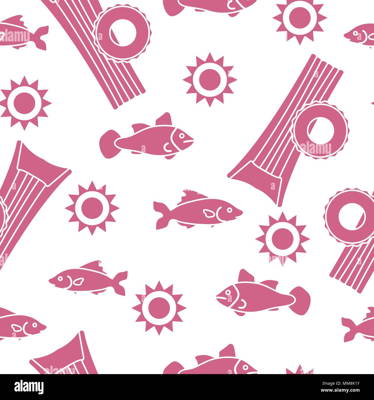 Seamless pattern with inflatable mattress, inflatable circle. Summer leisure. Stock Vector