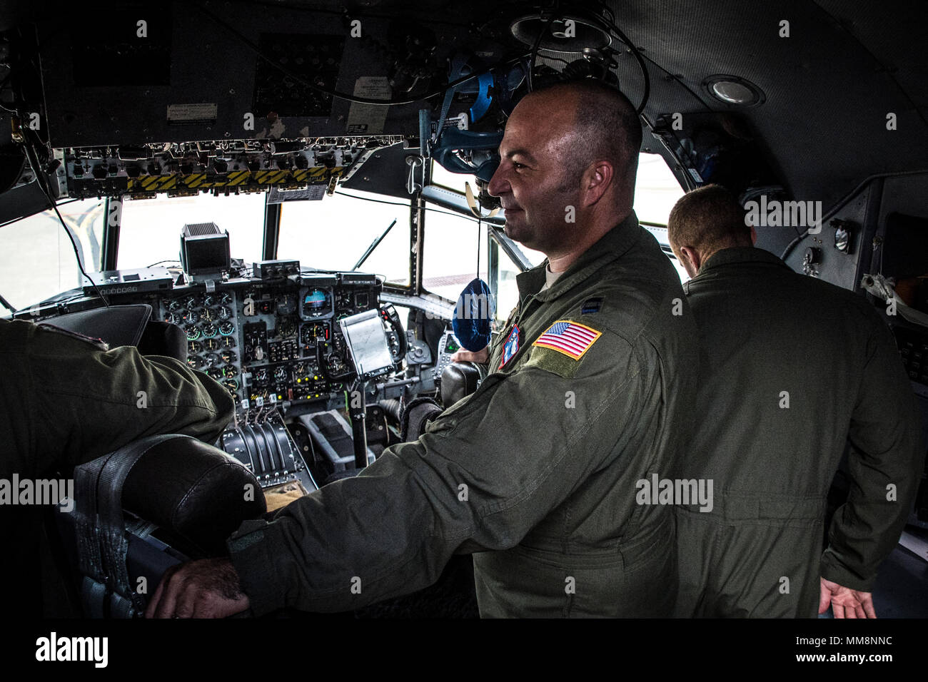 Aircrew from the 179th Airlift Wing depart from here to pick up and deliver much needed supplies to relief workers in the Virgin Islands after Hurricane Irma, September 14, 2017. The 179th Airlift Wing is always on mission to be the first choice to respond to community, state and federal missions with a trusted team of highly qualified Airmen.  (U.S. Air National Guard photo by 1st Lt. Paul Stennett/Released) Stock Photo