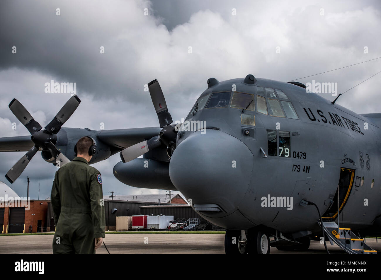 Aircrew from the 179th Airlift Wing depart from here to pick up and deliver much needed supplies to relief workers in the Virgin Islands after Hurricane Irma, September 14, 2017. The 179th Airlift Wing is always on mission to be the first choice to respond to community, state and federal missions with a trusted team of highly qualified Airmen.  (U.S. Air National Guard photo by 1st Lt. Paul Stennett/Released) Stock Photo