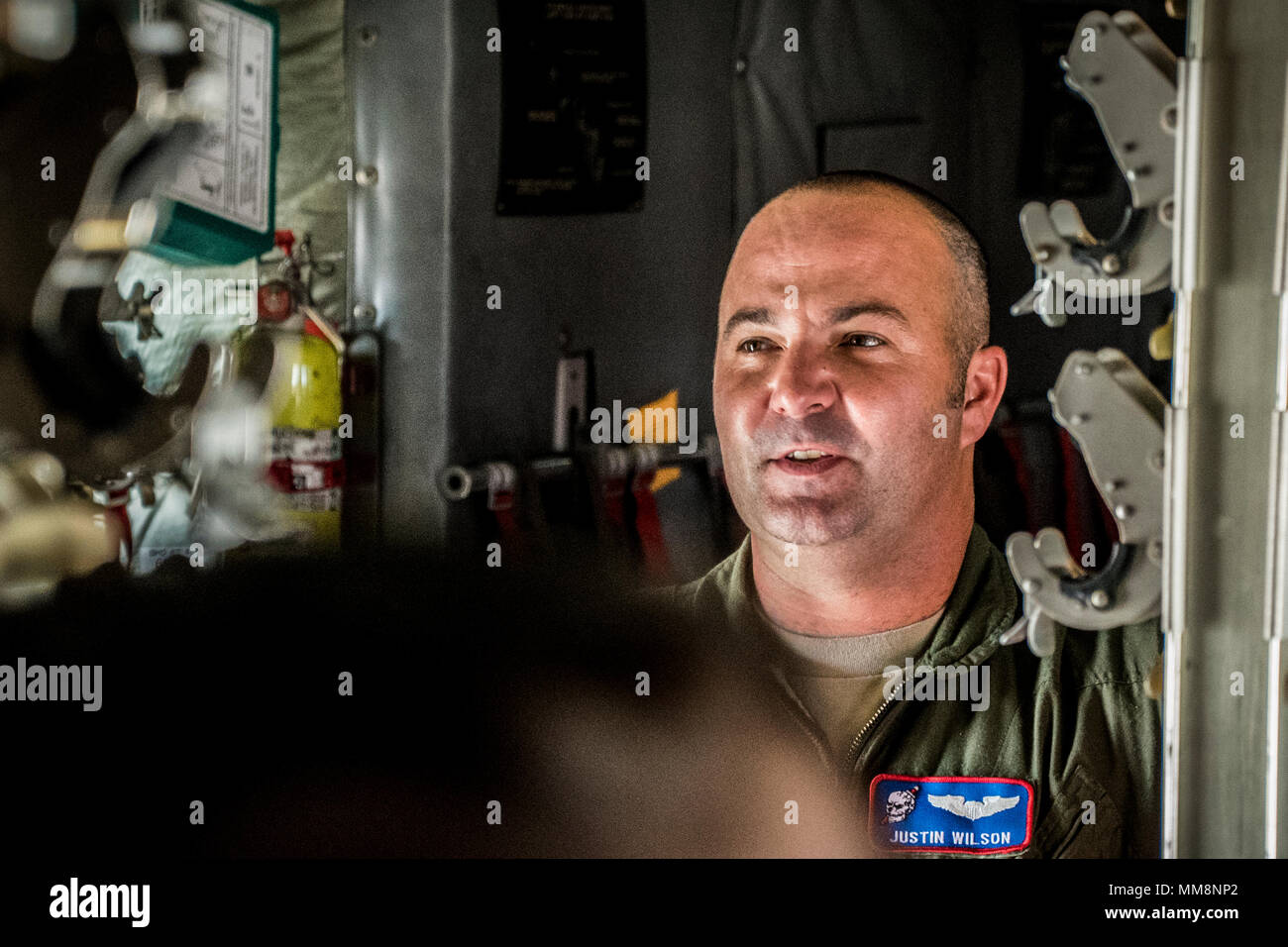 Aircrew from the 179th Airlift Wing depart from here to pick up and deliver much needed supplies to relief workers in the Virgin Islands after Hurricane Irma, September 14, 2017. The 179th Airlift Wing is always on mission to be the first choice to respond to community, state and federal missions with a trusted team of highly qualified Airmen.  (U.S. Air National Guard photo by 1st Lt. Paul Stennett/Released) Stock Photo