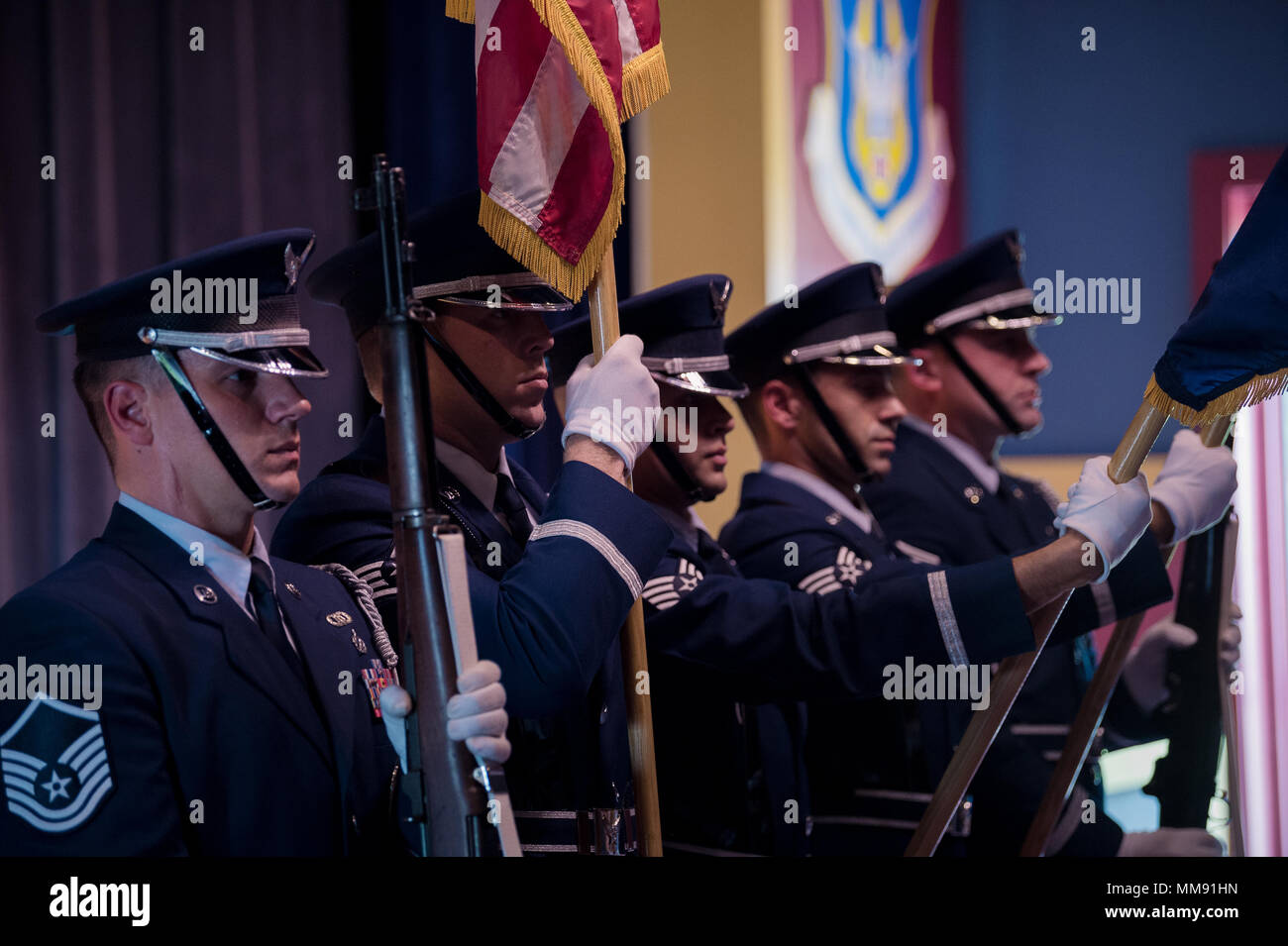 Base Honor Guard from the Niagara Falls Air Reserve Station present the ...