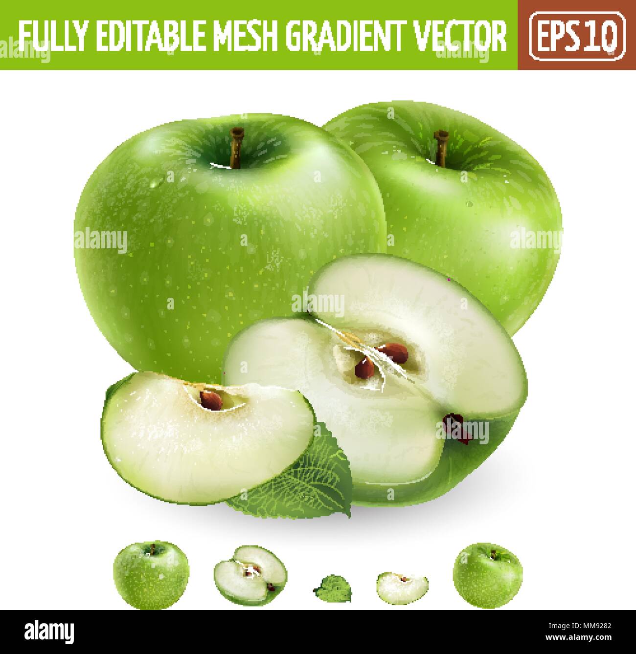 Green apple on white background. Vector illustration Stock Vector Image ...